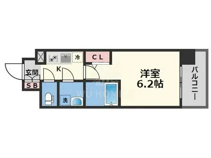 エスリード梅田グレイス(1K/2階)の間取り写真