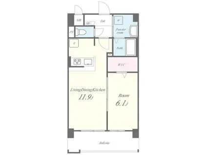 ALLIES MEADOW(1LDK/3階)の間取り写真