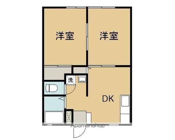 HAPPY HOUSE(2DK/2階)の間取り写真