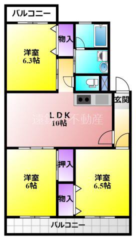 ファミール(3LDK/2階)の間取り写真