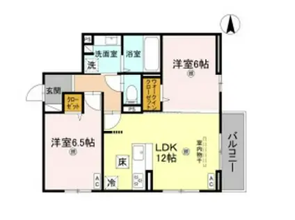 D-ROOM東住吉区南田辺4丁目(2LDK/2階)の間取り写真