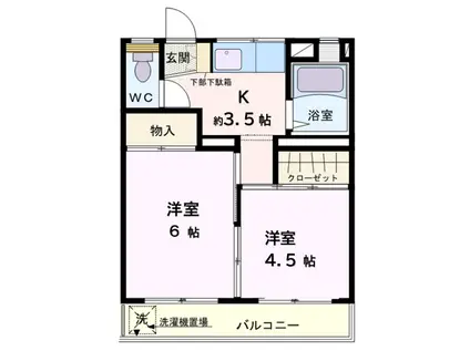 上福岡キタノピッソ(2K/2階)の間取り写真