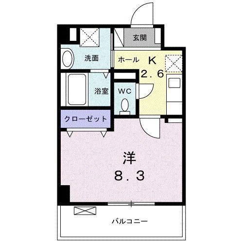 緑が丘DKB(1K/4階)の間取り写真
