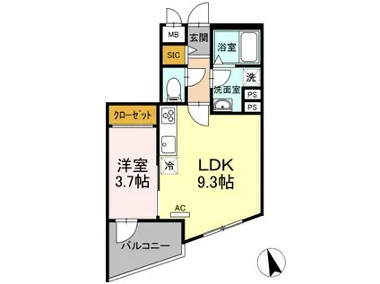 KADOYA(1LDK/2階)の間取り写真