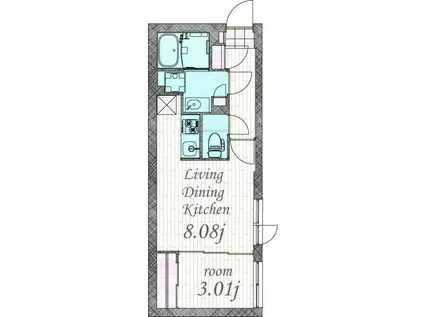 QUADOR川名(1LDK/2階)の間取り写真