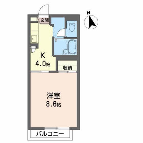 プレシオーサ東黒石野(1K/2階)の間取り写真