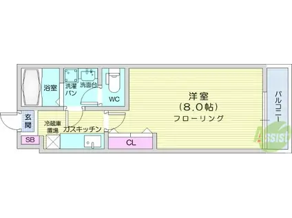 フルハウス(1K/1階)の間取り写真