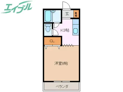 コーポ阪本(1K/2階)の間取り写真