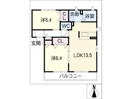 ウィステリアA棟(2LDK/2階)の間取り写真