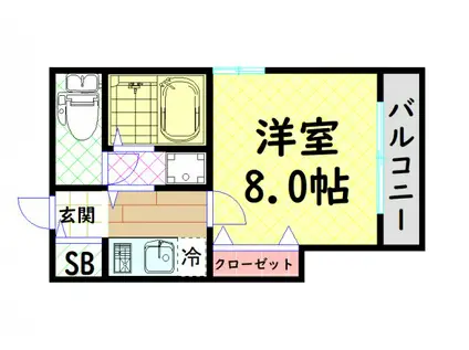 コンティニュー千代崎(1K/4階)の間取り写真