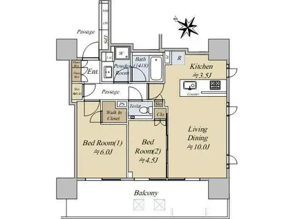 シティハウス目黒ザ・グランド(2LDK/4階)の間取り写真