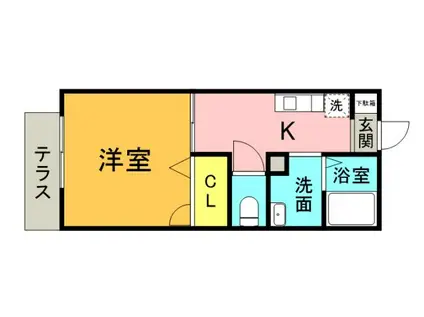 ディアスオオヤケ(1K/2階)の間取り写真