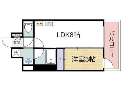 グランドステージ花園(1LDK/9階)の間取り写真