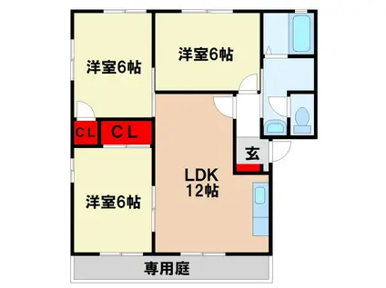 ラフォーレ原田H(3LDK/1階)の間取り写真