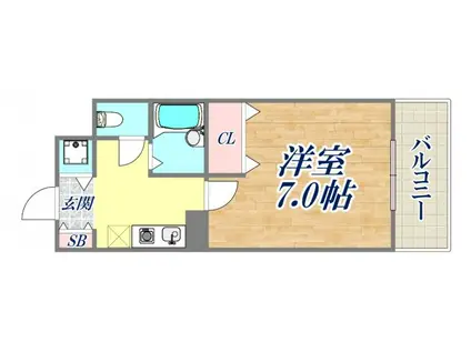 ハートランド甲東園(1K/2階)の間取り写真