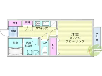 シティライフK(1K/2階)の間取り写真