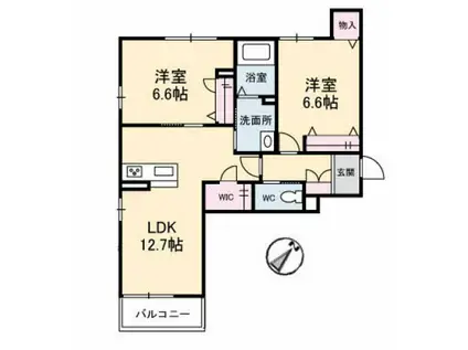 シャーメゾン宇多津 C棟(2LDK/1階)の間取り写真