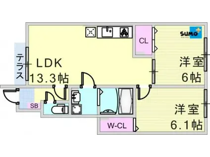 アルシオネ(2LDK/1階)の間取り写真