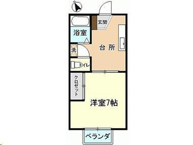 プレジール(1DK/2階)の間取り写真