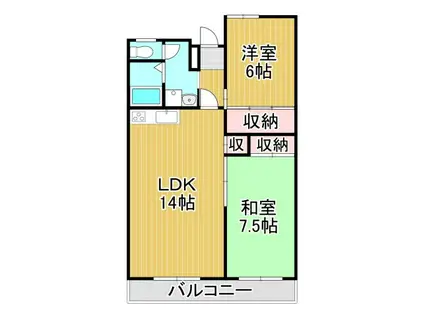 高松ビル(2LDK/2階)の間取り写真