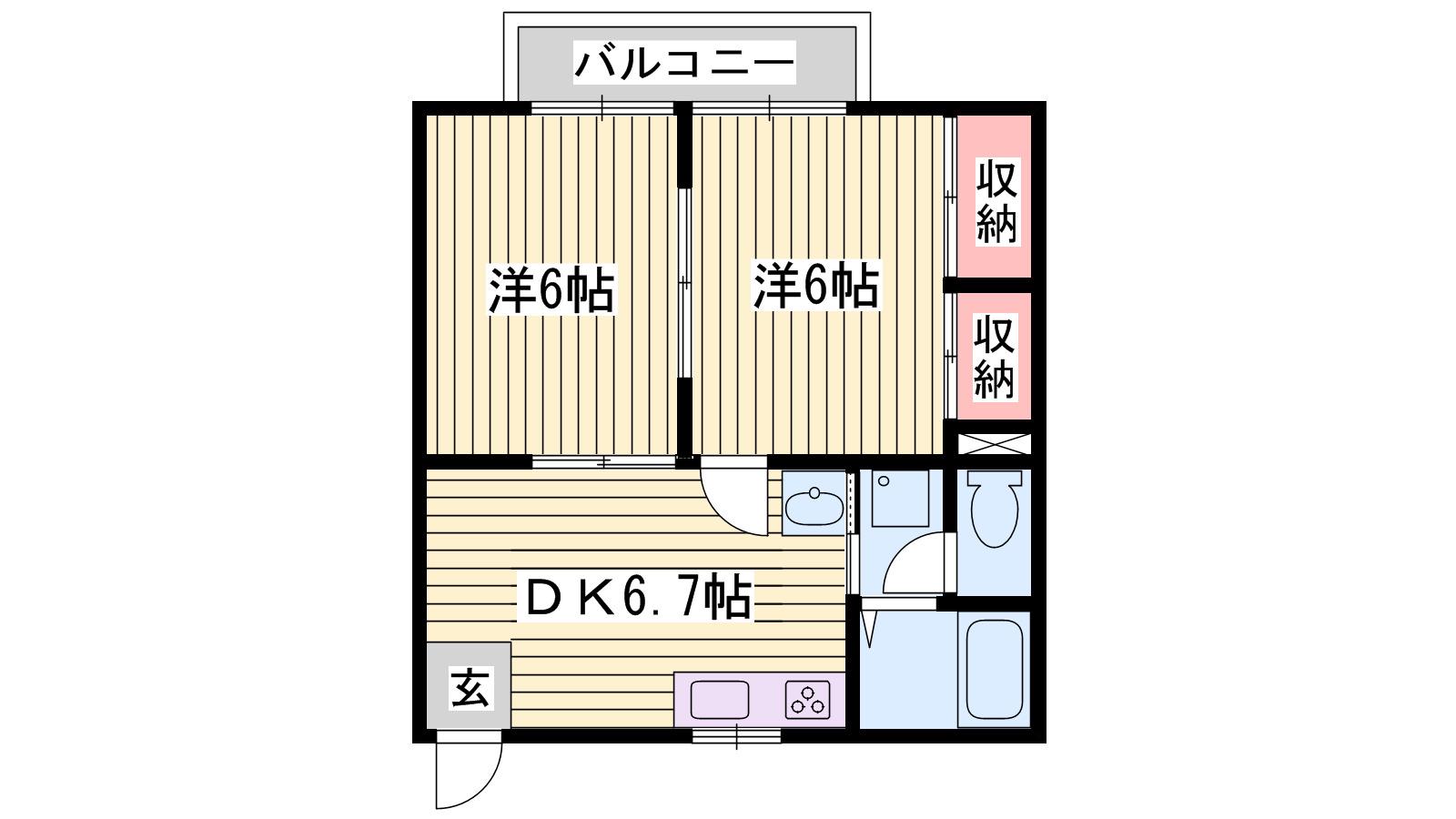 ロジュマン継(2DK/1階)の間取り写真