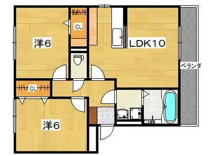 グラシアス(2LDK/3階)の間取り写真