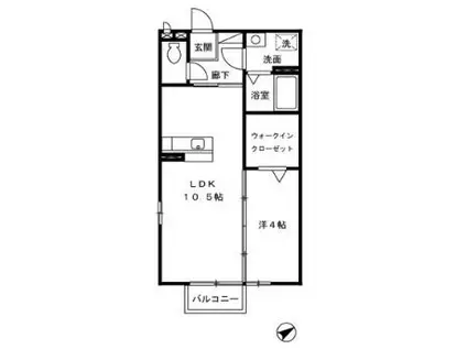 セイシェル・大山(1LDK/2階)の間取り写真