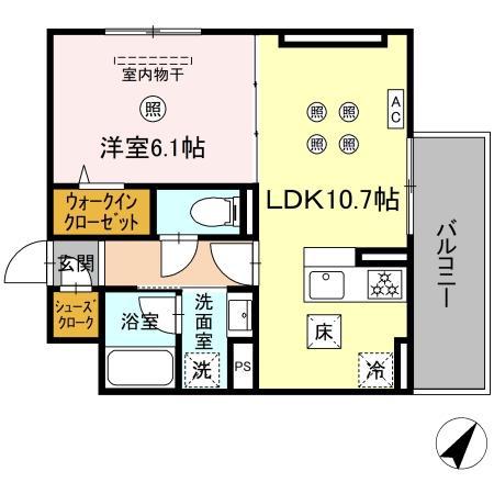 D-ROOM板付(1LDK/1階)の間取り写真
