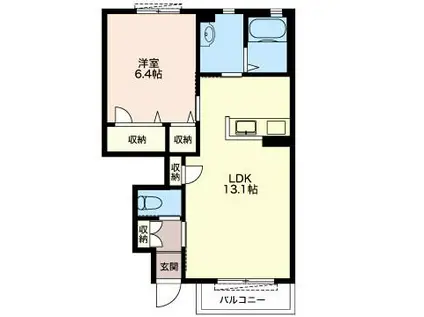 カーサ・ヴェルデ(1LDK/1階)の間取り写真