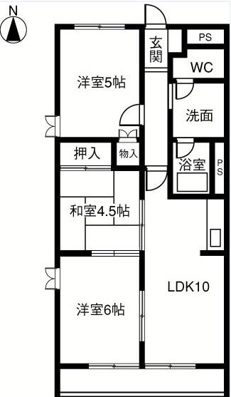 サンハイツすぎやま(3LDK/2階)の間取り写真