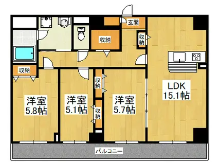 カスタリア船橋II(3LDK/3階)の間取り写真