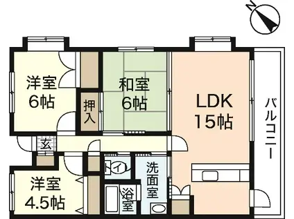 レジデンス大町西館(3LDK/1階)の間取り写真