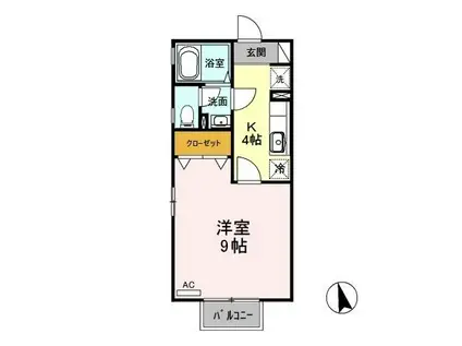 ラ・プルミエ(1K/2階)の間取り写真