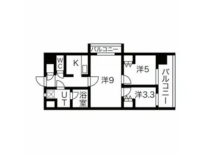 THE MUSIC COURT(3K/2階)の間取り写真