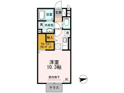 エガール(ワンルーム/1階)の間取り写真