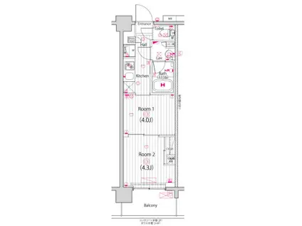 ガーラ・アヴェニュー東大島(2K/3階)の間取り写真