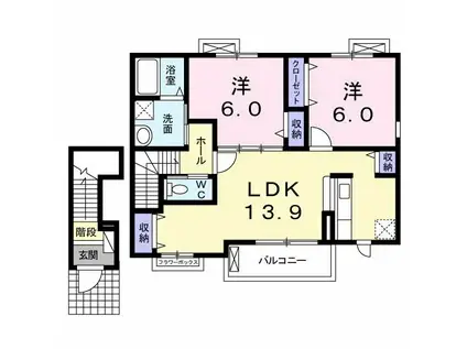 NEOエミサト B(2LDK/2階)の間取り写真