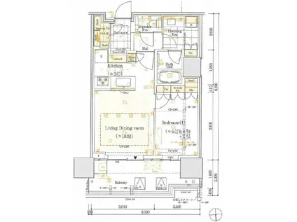 HARUMI FLAG SUN VILLAGE T棟(1LDK/20階)の間取り写真