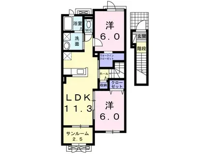 ラ・アーラボア(2LDK/2階)の間取り写真