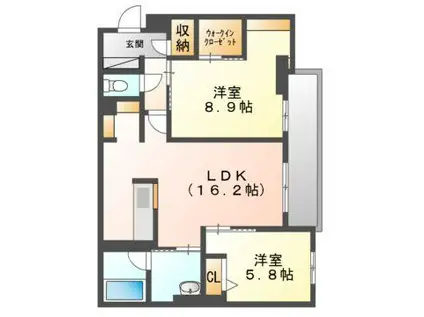 GRACE北長瀬(2LDK/2階)の間取り写真