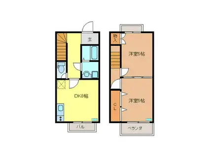 エトワールあすか B(2DK/1階)の間取り写真