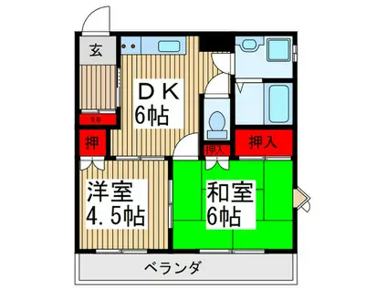 ルミネンスやはた(2DK/4階)の間取り写真