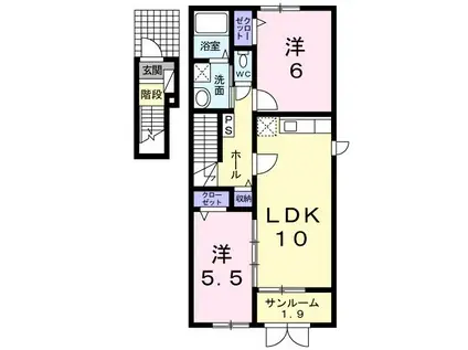 ラディエンスI(2LDK/2階)の間取り写真