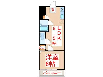 サインパレス(1DK/2階)の間取り写真