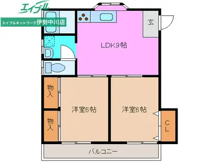 コスワース(2LDK/2階)の間取り写真