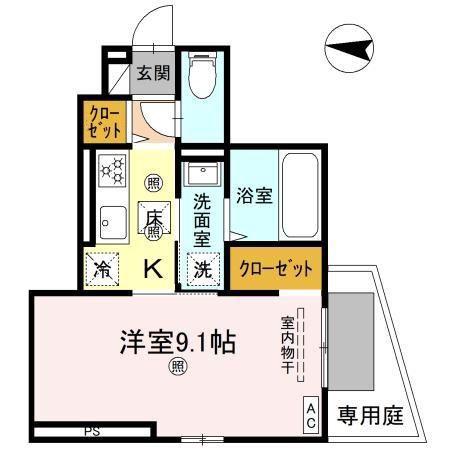 メルベーユトリシア(1K/1階)の間取り写真