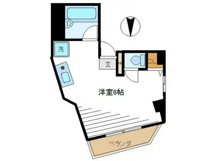 トワクルール(ワンルーム/1階)の間取り写真