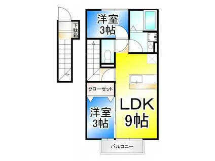 ラシーヌT(1LDK/2階)の間取り写真