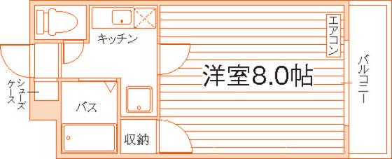ネクスト津高A(1K/1階)の間取り写真