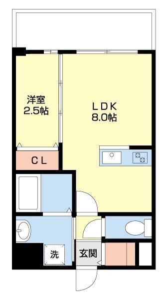 MODERN PALAZZO 長崎 CENTRAL(1LDK/3階)の間取り写真